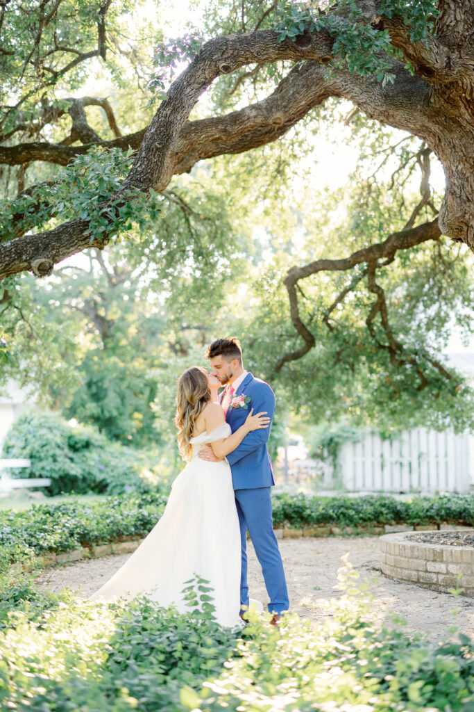 Bride and Groom under a tree